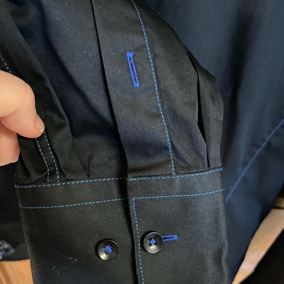 AVENUE 21 Mens Shirt Size XXL Long Sleeves Button Front Cotton Black w turquoise - Picture 10 of 11